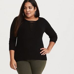 Torrid Black Lattice Knit Sweater